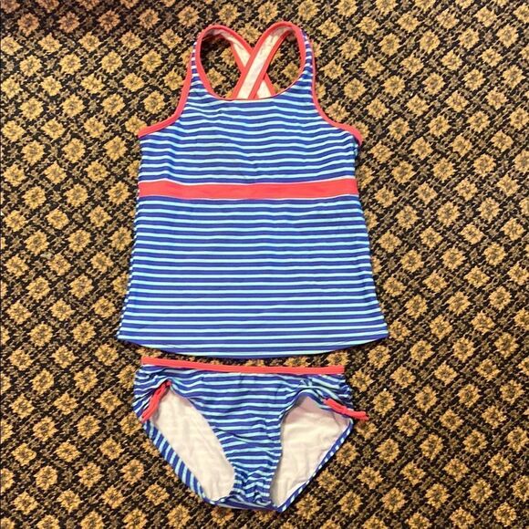 Kids Blue and Red Striped Swim Set - Picture 1 of 3